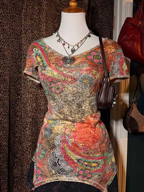 V Cristina Tops - y2k multi color paisley top